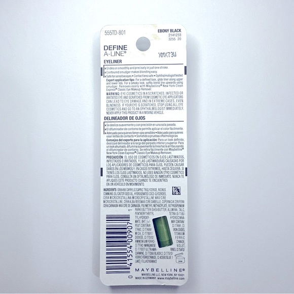 Maybelline Define A-Line 801 Ebony Black Mechanical Eyeliner Pencil New In Box - Picture 3 of 6